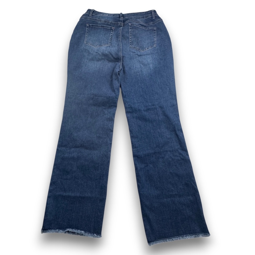 Flamingals Womens 3XL High Rise Wide Leg Jeans Button Fly Raw Hem Dark Wash NEW